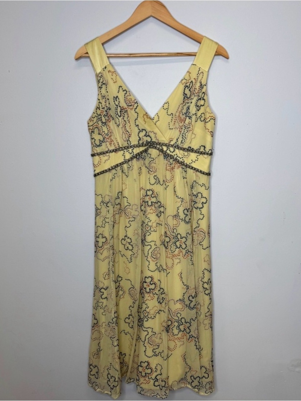 Kay Unger Beaded Yellow Silk Dress 12